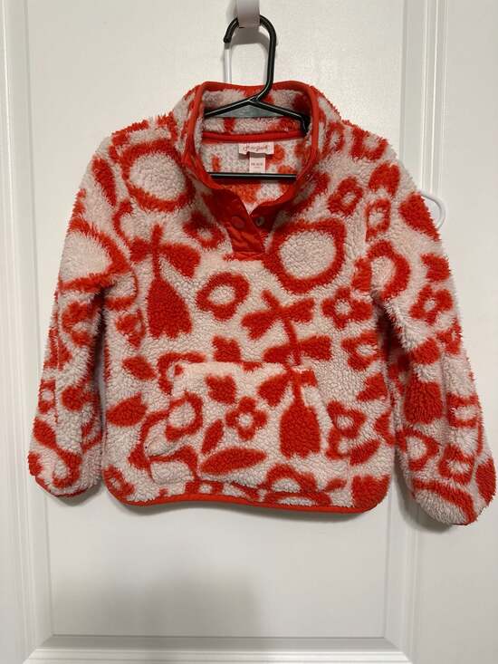 Cat & Jack Other - Cat & Jack Girls Red and White Tulip Pattern Sherpa Fleece Pullover